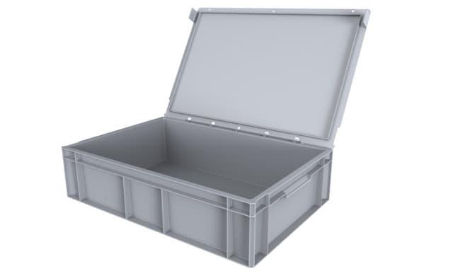 Image Of 9225000 - Attached Lid Euro Container 600x400x161 - Solid, CH