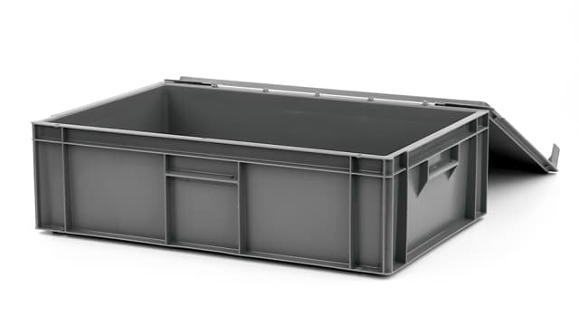 Image Of 9235V01 - Attached Lid Euro Container 600x400x186 - Solid, CH